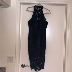 Navy lace Bardot midi-length dress from Nordstrom